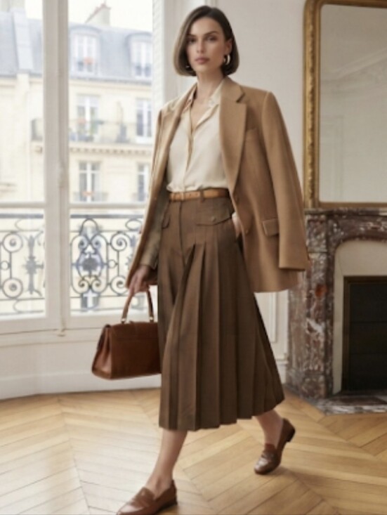 Escada Dresses & Skirts - VTG Escada Margaretha Ley Wool Pleated Culottes Brown XS Dark Academia Pants
